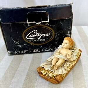 Vintage Castagna Alabaster Resin Baby Jesus 1988 Italy Nativity Christmas W/ Box